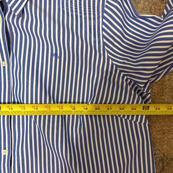 LRL Ralph Lauren Women's Plus Non-Iron Button-Front Shirt Top Blouse 2X Stripe - Picture 8 of 10
